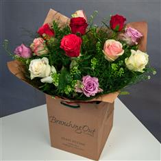 Valentine's Mixed Roses Hand Tied